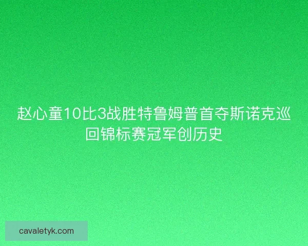 赵心童10比3战胜特鲁姆普首夺斯诺克巡回锦标赛冠军创历史